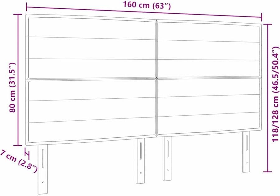 VidaXL LED Hoofdbord met LED -striplichten Lichtgrijs 160 cm Stof - Foto 2
