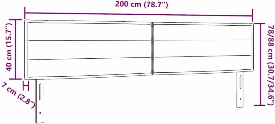 VidaXL LED Hoofdbord met LED -striplichten Donkergrijs 200 cm Stof - Foto 2