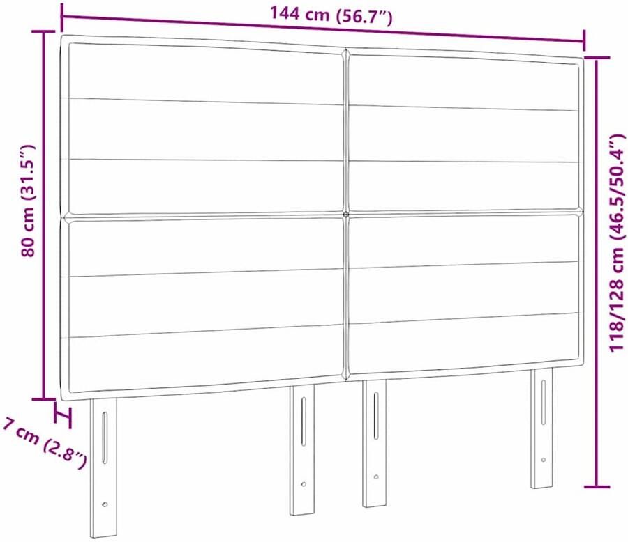 VidaXL LED hoofdbord met lijnontwerp in lichtgrijs 72 cm stof