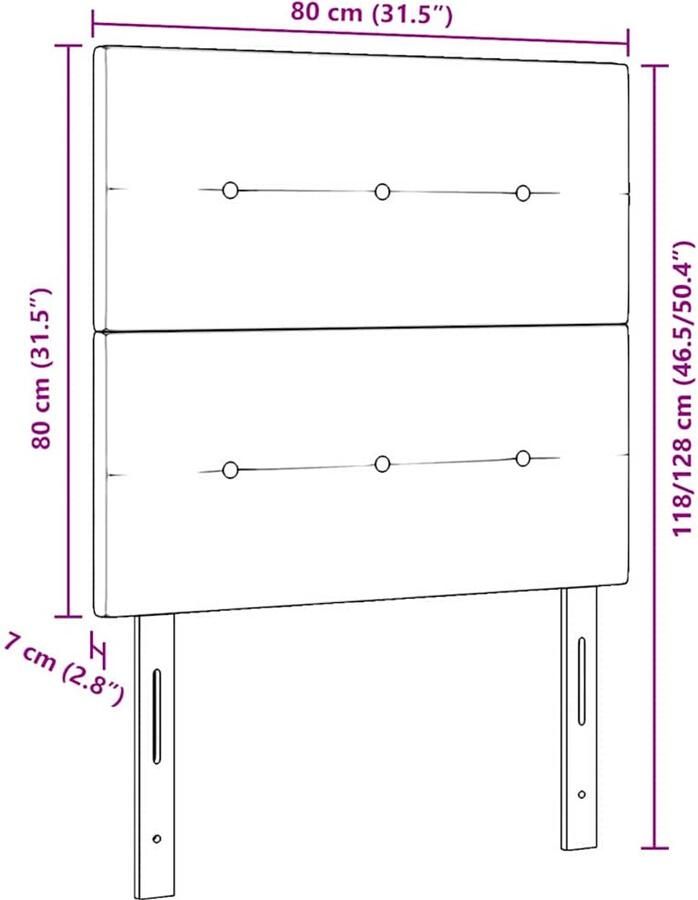 VidaXL LED Hoofdbord Donkerblauw 80 cm Velours