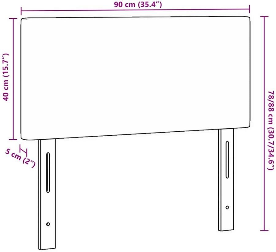 VidaXL LED Hoofdbord Simpel Ontwerp Donkergrijs 90 cm Corduroy Stof - Foto 2