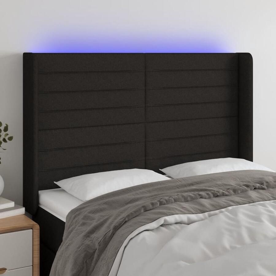 VidaXL LED Hoofdbord Zwart 147x16x128 cm Hoofdboard Led Verlichting Hoofdbord Zwart Comfortabel Hoofdbord Slaap Accessoires Bedroom Decor - Foto 2