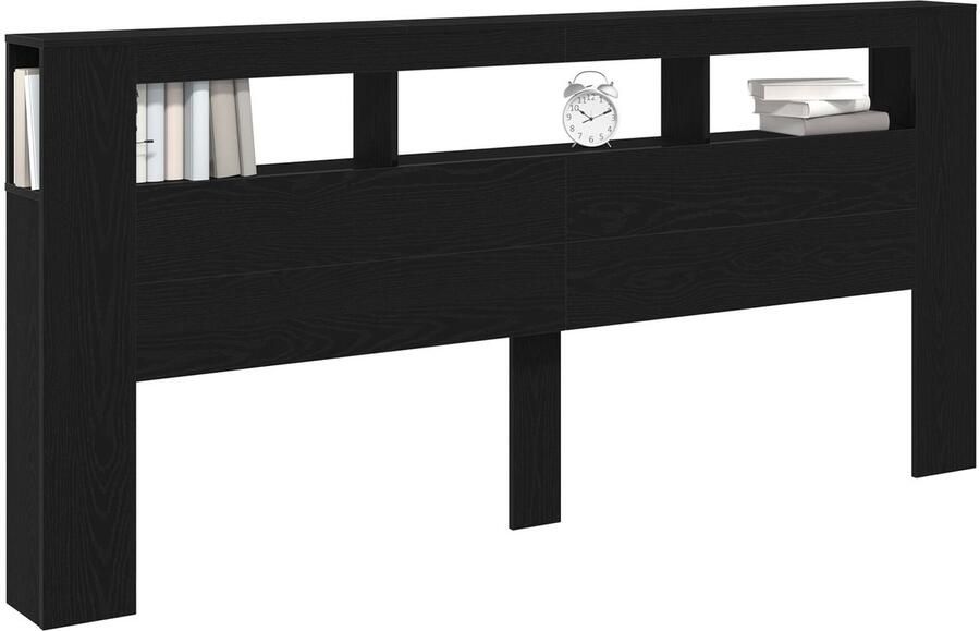 VidaXL LED Hoofdbord Zwart eiken 220 x 18.5 x 103.5 cm Bewerkt hout