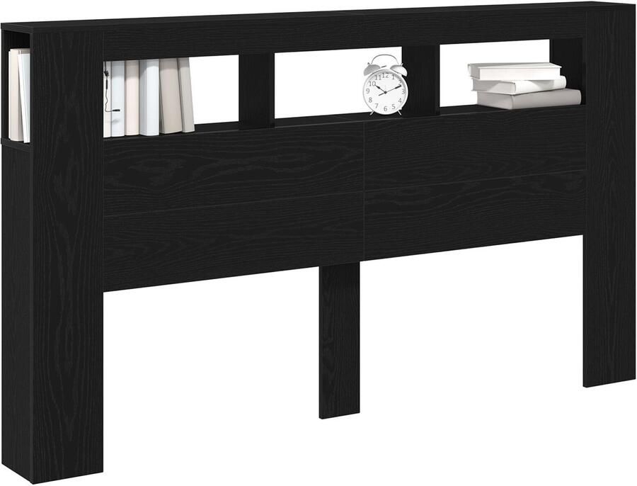 VidaXL LED Hoofdbord Zwart eiken 180 x 18.5 x 103.5 cm Bewerkt hout - Foto 2