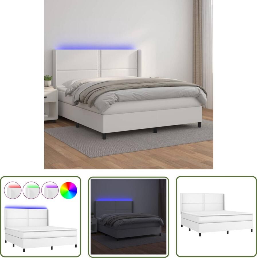 The Living Store Boxspring Bliss 180x200 LED-verlichting incl matras en topper Boxspring Led Lamp Boxspring Kopen King Size Bed Tweepersoonsbed