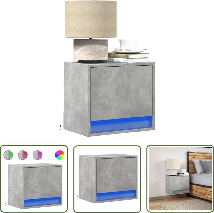VidaXL Led Lamp Nachtkastje met LED's wandgemonteerd betongrijs Wandmontage Betonnen Grijs Slaapkamersdecoratie
