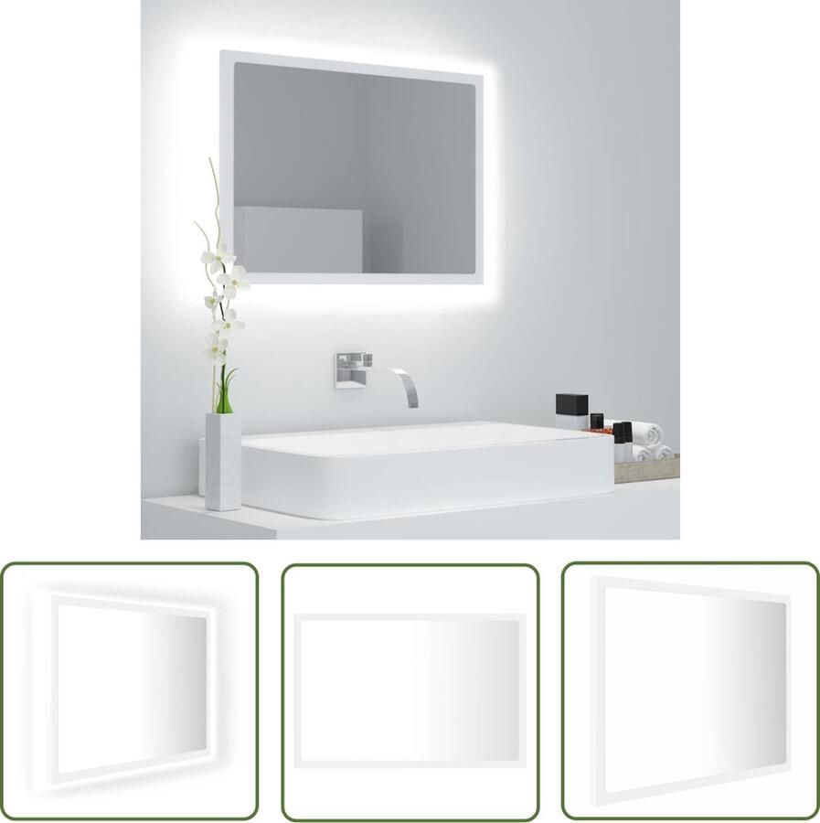 VidaXL Led Spiegel Badkamer Spiegel Badkamerspiegel LED 60x8 5x37 cm acryl wit Spiegels Badkamer Decoratie Rgb Verlichting
