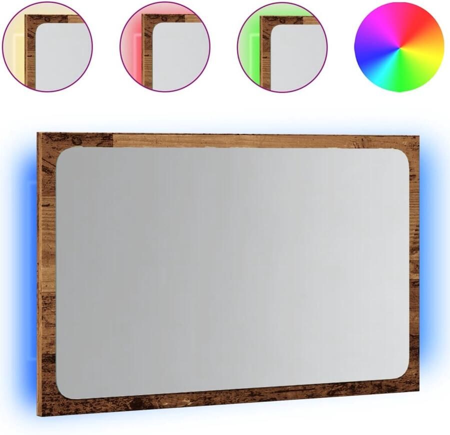 VidaXL Led Spiegel Badkamer Spiegel Badkamerspiegel met LED 60x8 5x38 cm artisanaal eikenkleurig Badkamerspiegels Spiegels Makeup Spiegel