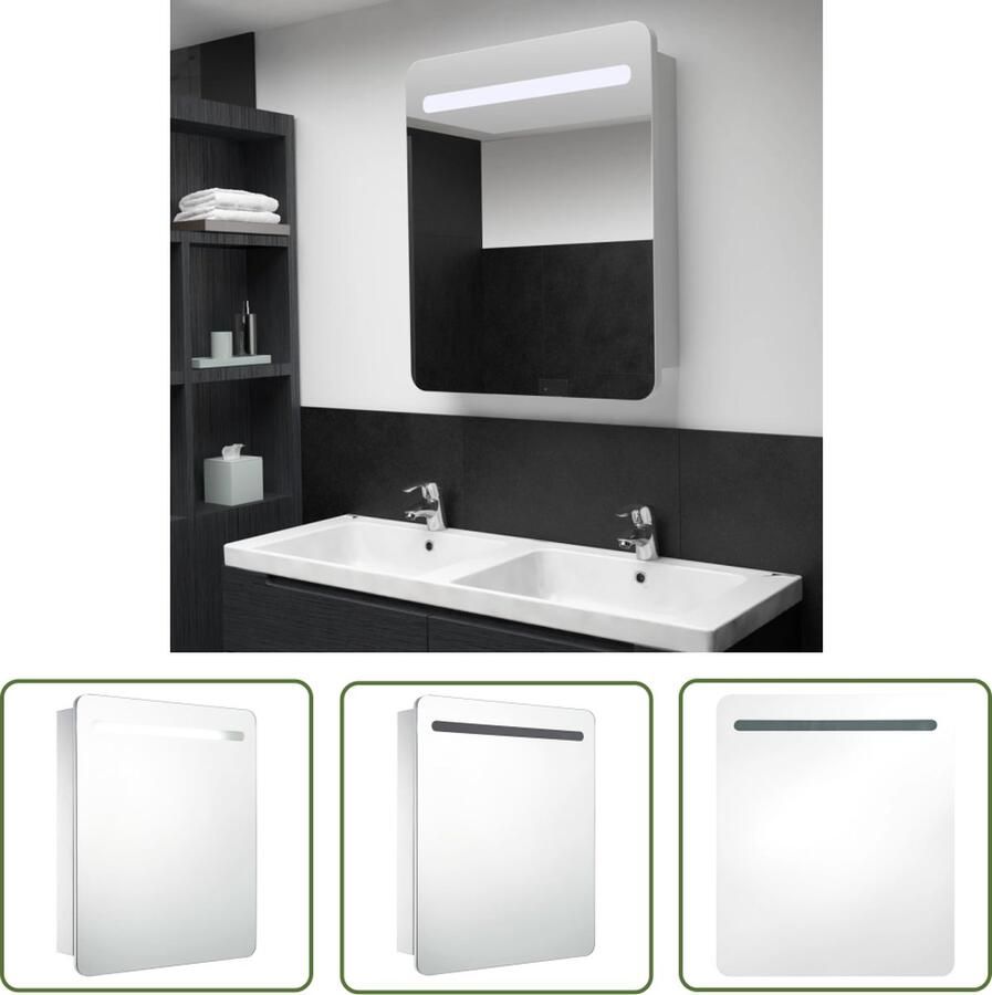 VidaXL Led Spiegel Badkamerkast Badkamerkastje met spiegel LED 68x9x80 cm Badkamermeubilair Wandspiegel Opbergkast
