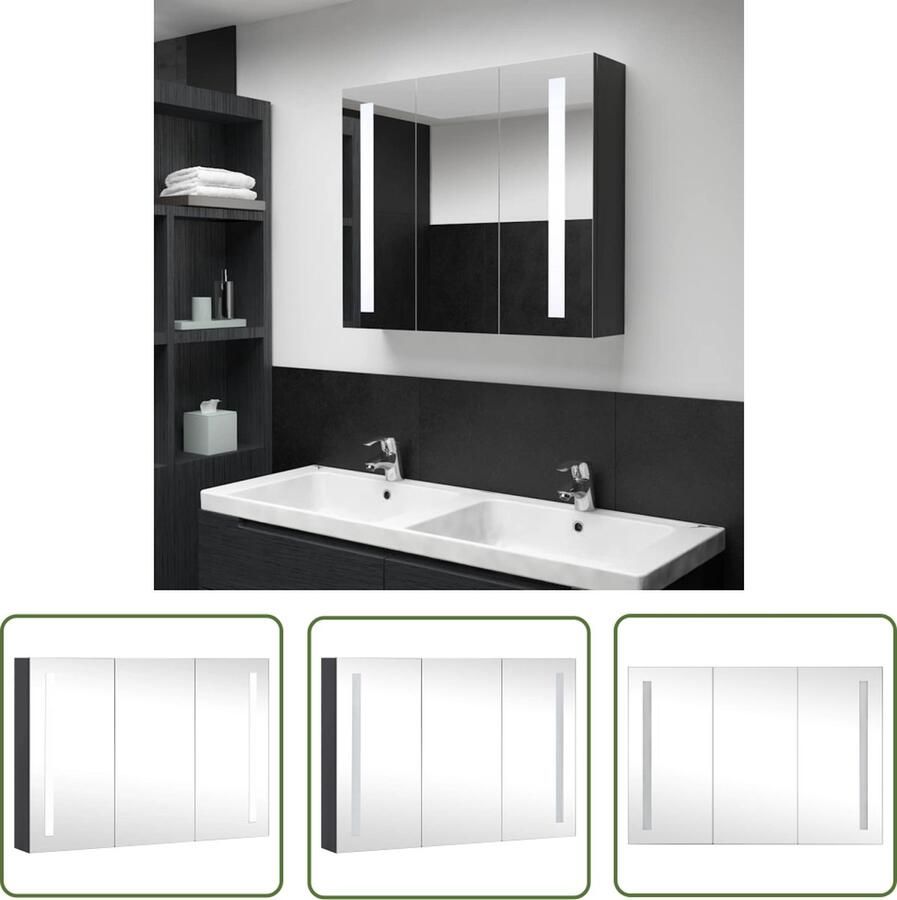 VidaXL Badkamerkast Badkamerkasten Medicijnenkastje Medicijnenkastjes Badkamerkast met spiegel en LED 89x14x62 cm - Foto 2
