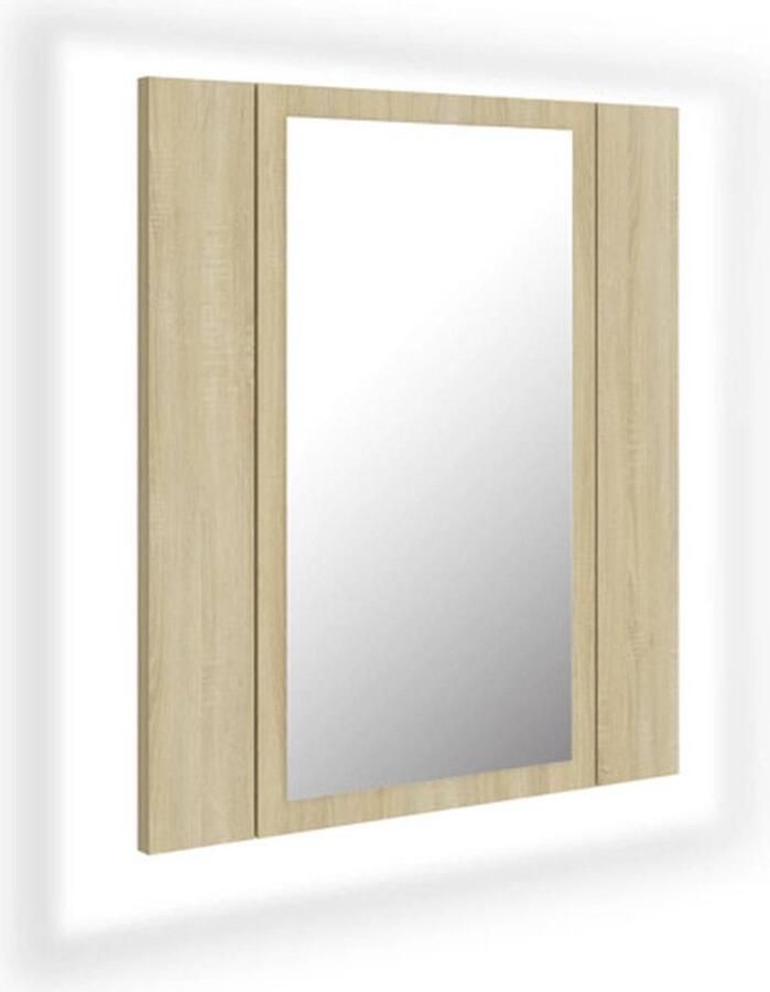 VidaXL Led Spiegel Badkamerkast met spiegel LED 40x12x45 acryl sonoma eikenkleurig Sonoma Eiken Badkamermeubilair Opslagoplossing