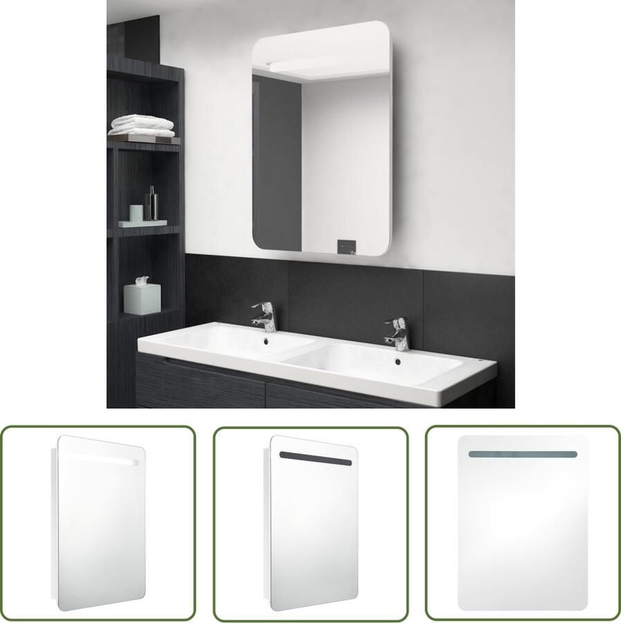VidaXL Led Spiegelkast Badkamerkast met spiegel en LED 60x11x80 cm glanzend wit Badkamermeubilair Witte Badkamerkast Mdf Badkamerkast