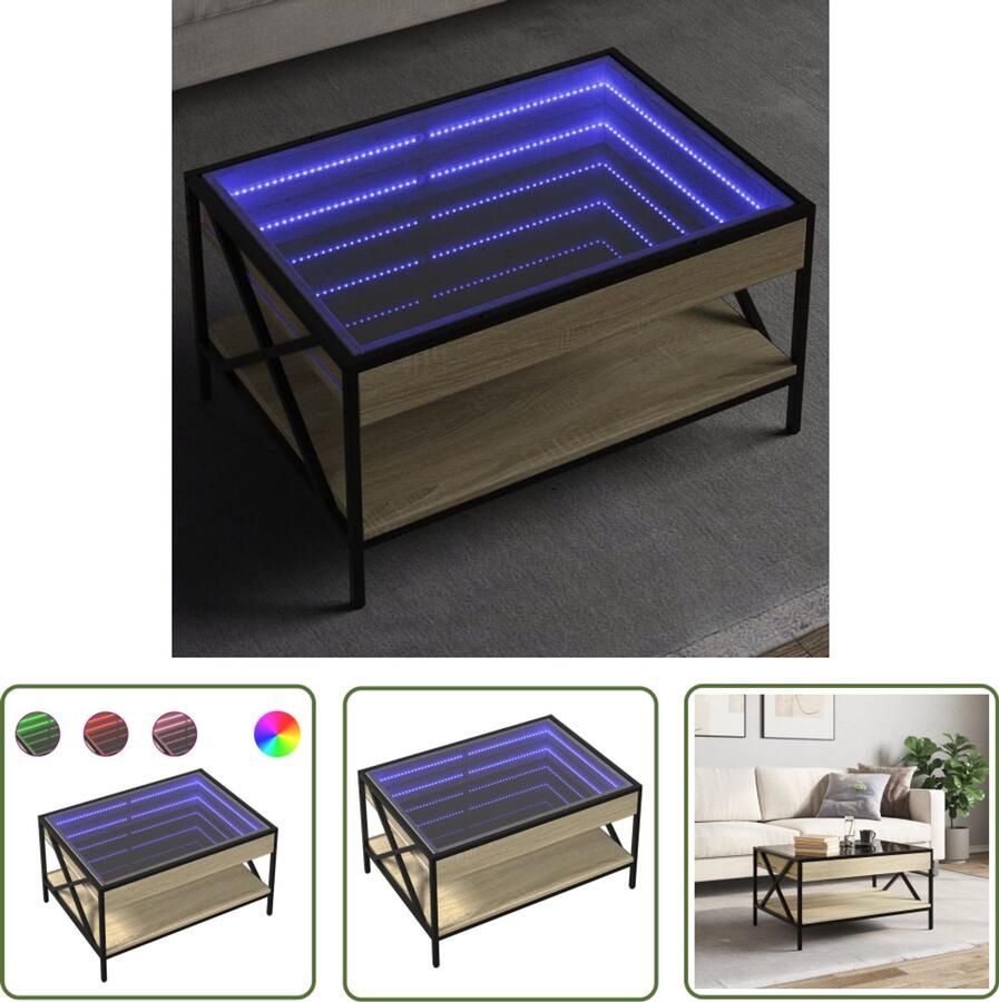 VidaXL Salontafel met Infinity LED 70x50x38 cm sonoma eikenkleurig Salontafel Led Tafellamp Tv Stand Koffietafel Living Room Furniture