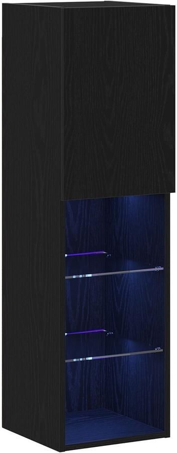 VidaXL LED TV Kast 2 stuks Zwart Eiken 30 5x30x102 cm Geengineerd Hout