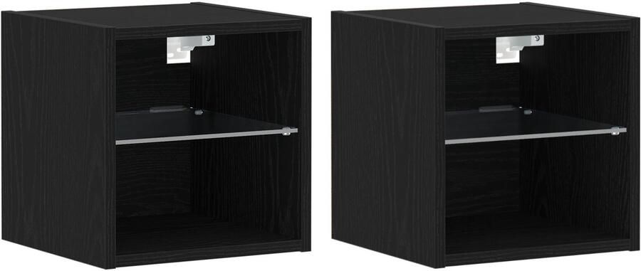 VidaXL LED TV-kast 2 stuks Zwart Eiken 30x28 5x30 cm Hout samengesteld