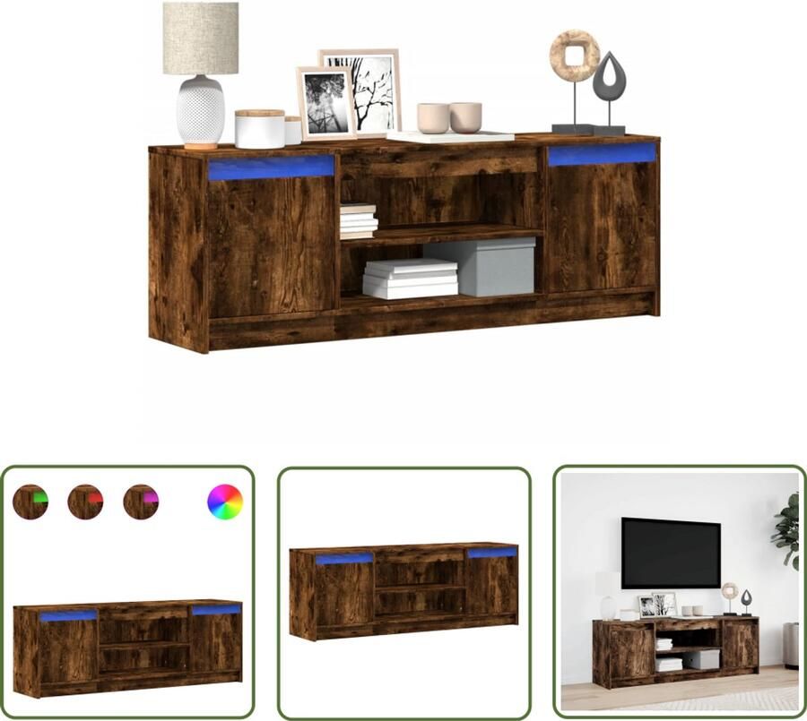 VidaXL Led Tv Meubel Tv Meubel Tv-meubel met LED 139 5x34x50 cm bewerkt hout gerookt eiken Houten Tv Meubel Roestvrijstalen Tv Meubel Salontafel