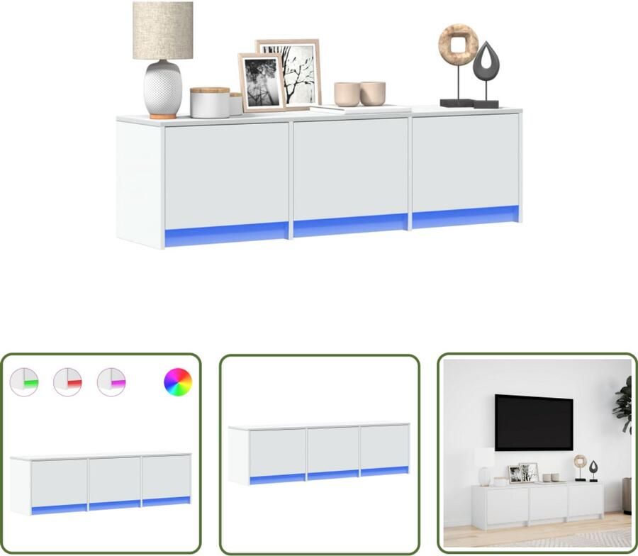VidaXL Led Tv Meubel Tv Meubel Tv-meubel met LED 140x34x40 cm bewerkt hout wit Houten Tv Meubel Tv Kast Salontafel