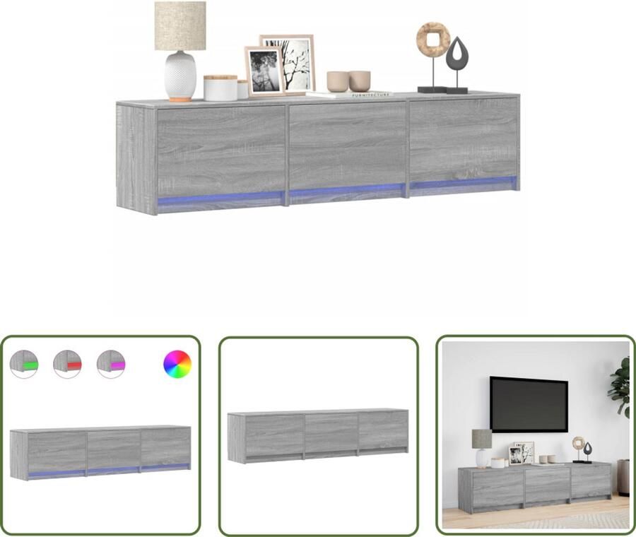 VidaXL Led Tv Meubel Tv Meubel Tv-meubel met LED 165x34x40 cm bewerkt hout grijs sonoma eiken Salontafel Houten Tv Kast Media Kast