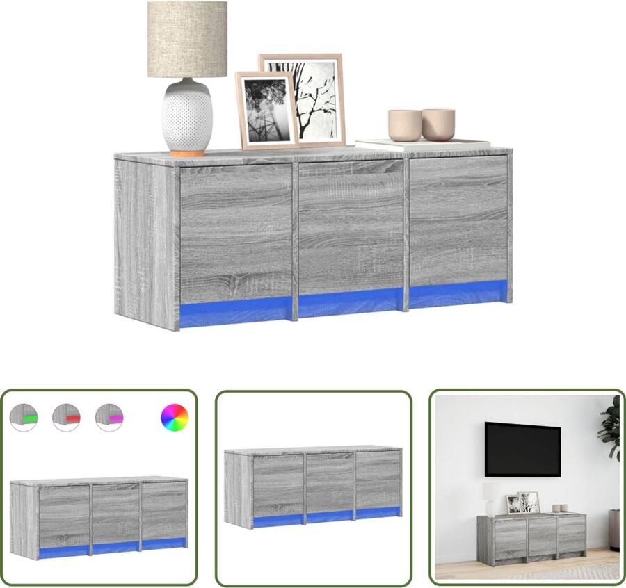 VidaXL Led Tv Meubel Tv Meubel Tv-meubel met LED 97x34x40 cm bewerkt hout grijs sonoma eiken Salontafel Houten Tv Kast Media Kast