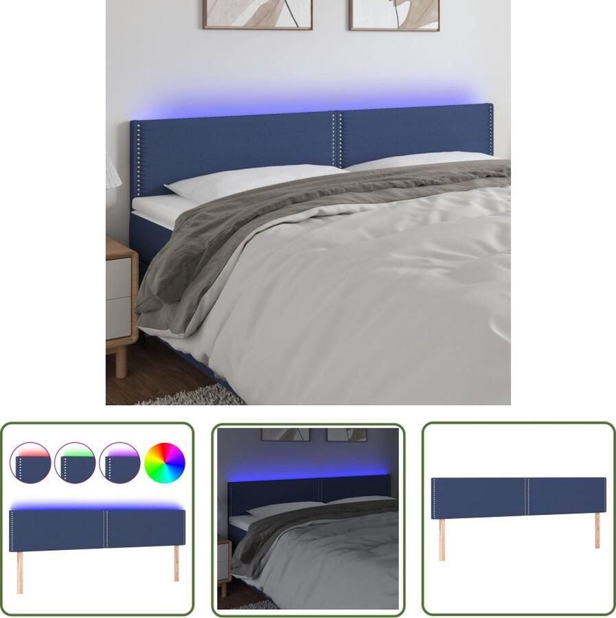 The Living Store Hoofdeind LED-hoofdbord blauw 180 x 5 x 78 88 cm verstelbaar Hoofdboard Led Verlichting Hoofdbord Blauw Beddecoratie Slaapkamers
