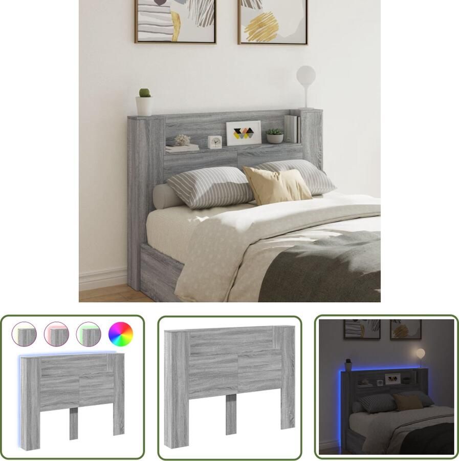 The Living Store Hoofdbordkast LED-verlichting 140 x 16.5 x 103.5 cm RGB LED-verlichting Hoofdbord Led Verlichting Bed Frame Slaapkamers Houten Hoofdbord