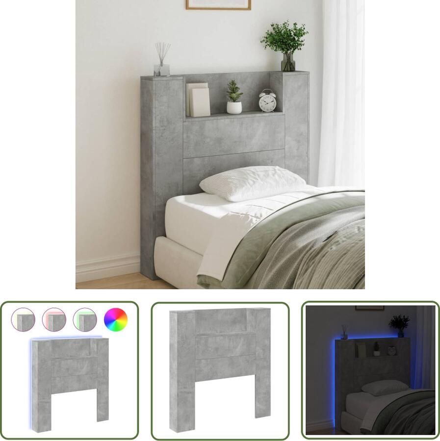 The Living Store Mainlight Hoofdbordkast 100 x 16.5 x 103.5 cm RGB LED-verlichting Hoofdbord Led Verlichting Bed Frame Bedroom Furniture Houten Hoofdbord