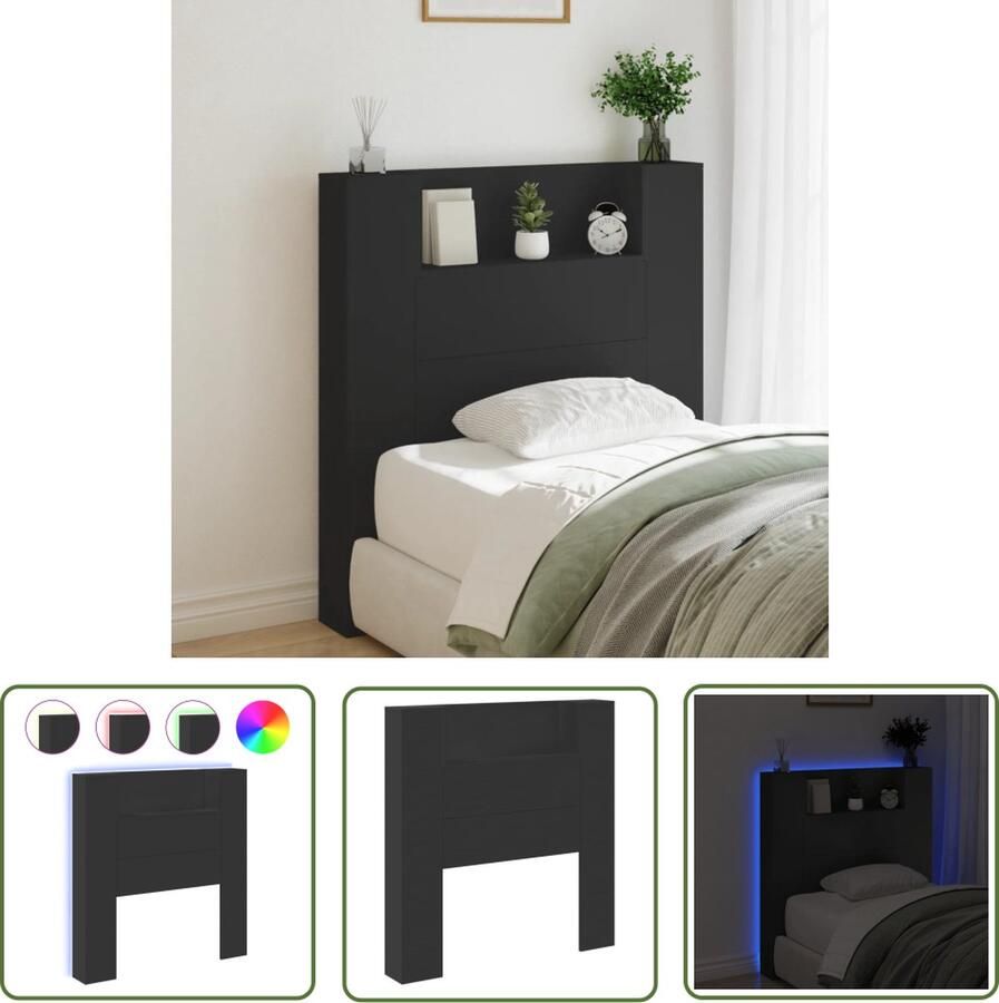 The Living Store Hoofdbordkast LED-verlichting 100 x 16.5 x 103.5 cm RGB LED-verlichting Hoofdbord Kast Led Verlichting Hoofdkussen Bedroom Furniture Slaapkamersdecoratie