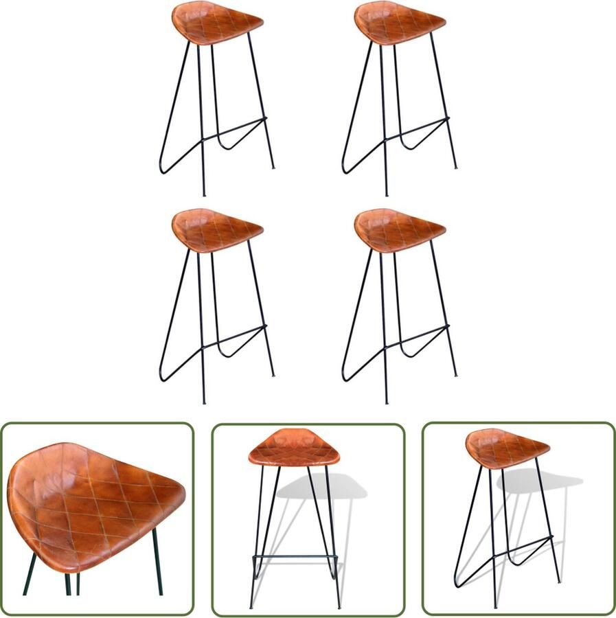 The Living Store Barkruk Iconisch Echt Leer IndustriÃle Stijl 42x45x86 cm Barstooi Lederen Barkruk Industrieel Meubilair Bruine Barkruk Vintage Barkruk - Foto 2