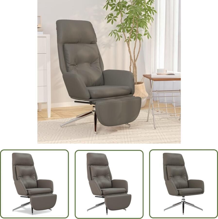 The Living Store Relaxstoel Comfort Stoelen 70 x 77 x 94 cm Draaibaar en inclusief voetenbank Relaxfauteuil Lederen Fauteuil Loungestoel Leesstoeltje Kantoorstoel - Foto 2
