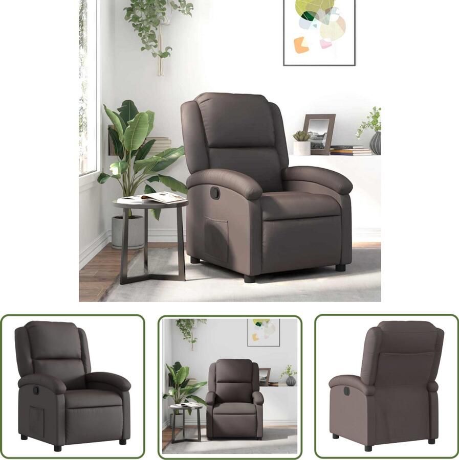 VidaXL Fauteuil verstelbaar echt leer donkerbruin Fauteuil Lederen Fauteuil Loungefauteuil Relaxfauteuil Bruine Fauteuil