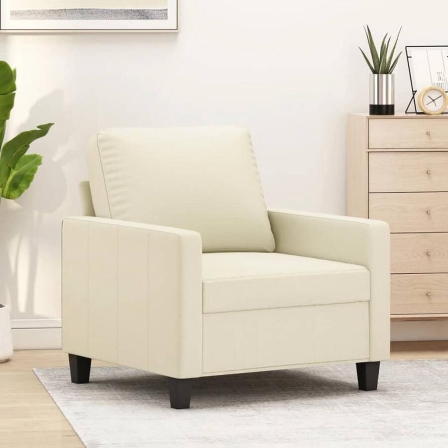 VidaXL Fauteuil Kunstleer crèmekleurig 60 cm Fauteuil Lounge Stoel Lederlook Creme Kleur Moderne Fauteuil