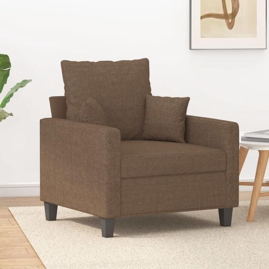 VidaXL Fauteuil 60 cm stof bruin Fauteuil Lederlook Bruine Fauteuil Lounge Stoel Relaxstoel