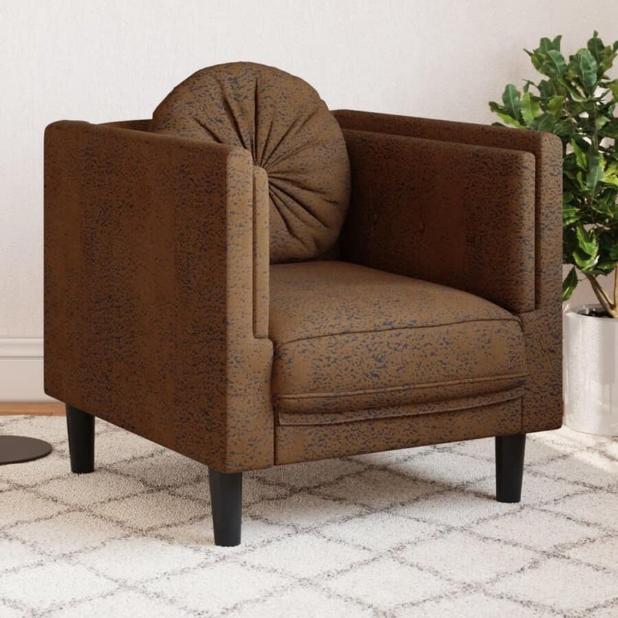 VidaXL Lederlook Fauteuil Bruine Kleur Fauteuil met kussen kunstsuède bruin Kunstleder Fauteuil Design Fauteuil Lounge Stoel