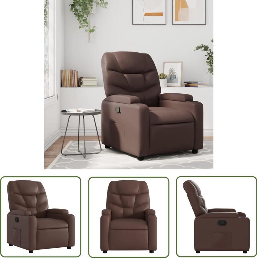 VidaXL Fauteuil verstelbaar kunstleer bruin Verstelbare Fauteuil Lederlook Fauteuil Bruine Fauteuil Loungefauteuil Relaxfauteuil