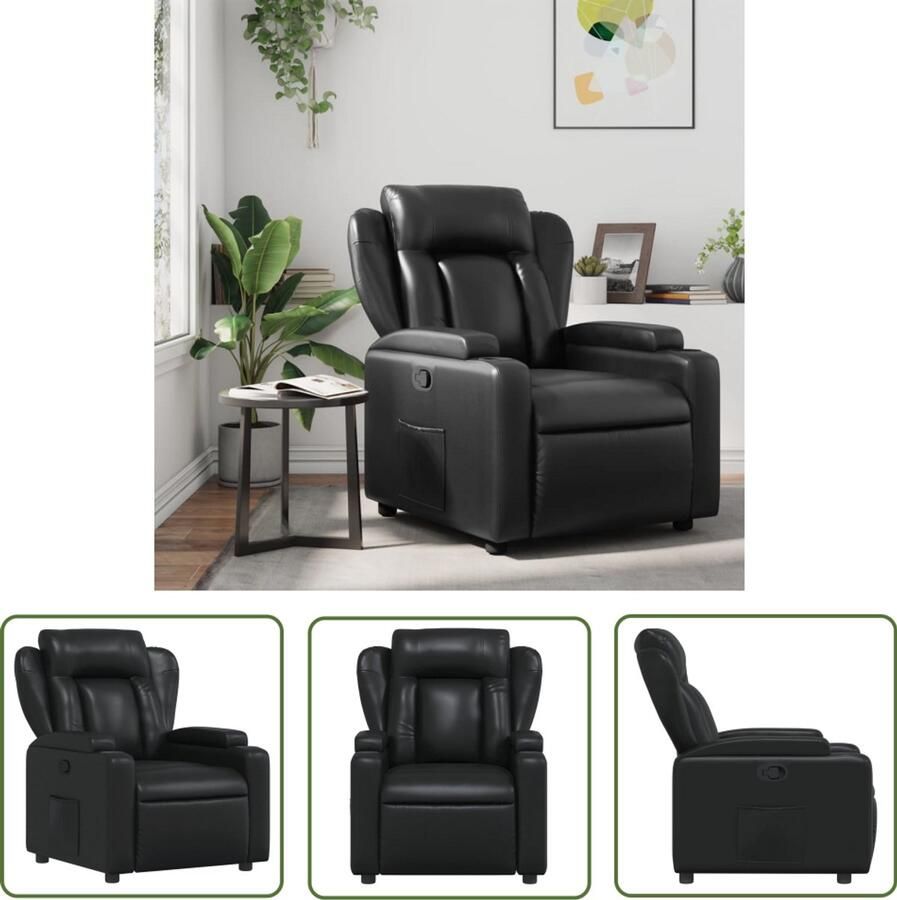 VidaXL Fauteuil verstelbaar kunstleer zwart Verstelbare Fauteuil Lederlook Fauteuil Lounge Stoel Relaxfauteuil Ergonomische Stoel