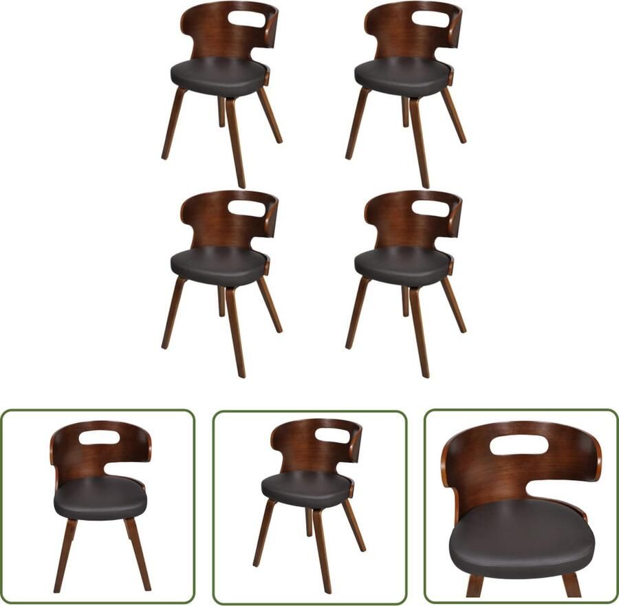 The Living Store Eetkamerstoelen Leer-composiet Set van 6 stuks 49.5 x 52 x 68.5 cm Eetkamerstoelen Kunstleder Bruin Moderne Stoel Comfortabele Stoel - Foto 2