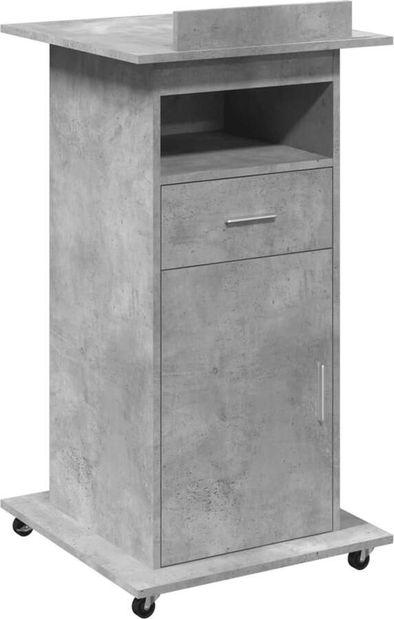 VidaXL Lessenaar met wielen en lade 55x55x107 cm hout betongrijs