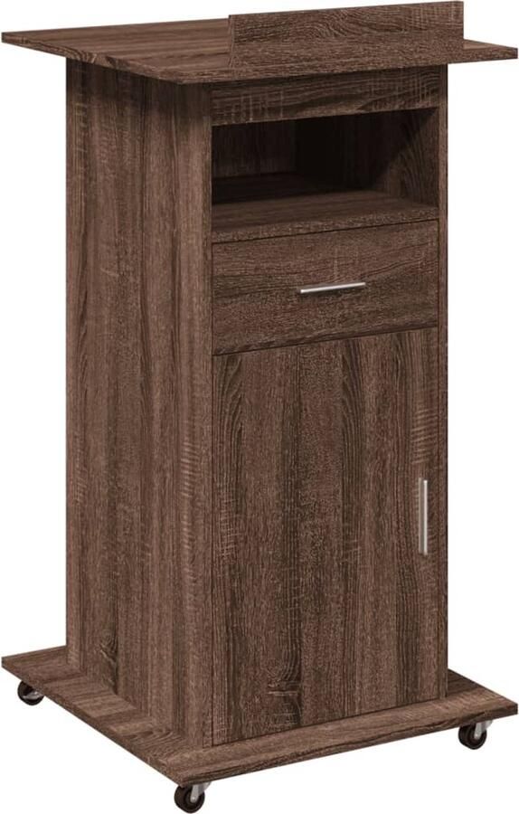 VidaXL Lessenaar met wielen en lade 55x55x107 cm hout bruin eikenkleur