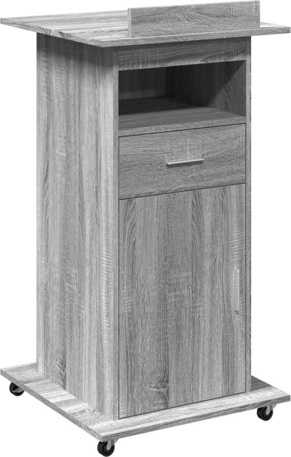 VidaXL Lessenaar met wielen en lade 55x55x107 cm hout grijs sonoma