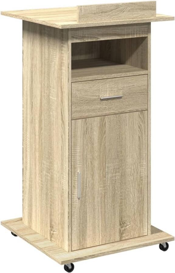 VidaXL Lessenaar op Wielen Sonoma Eiken Design Lessenaar Lessenaars Lezenaar Spreekgestoelte