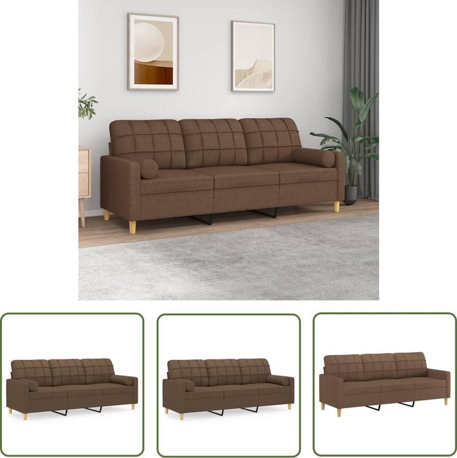 The Living Store 3-zitsbank bruin 198 x 77 x 80 cm duurzame stof Bruin Leder Sofa Leuke Bankstellen Lounge Bank 3 Persoons Bank Stoffen Bank