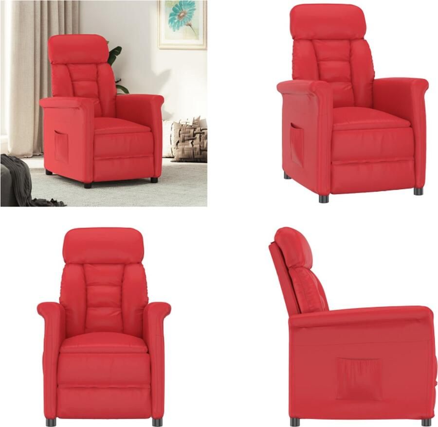 VidaXL Leunstoel kunstleer rood Fauteuil Fauteuils Leunstoel Relaxfauteuil
