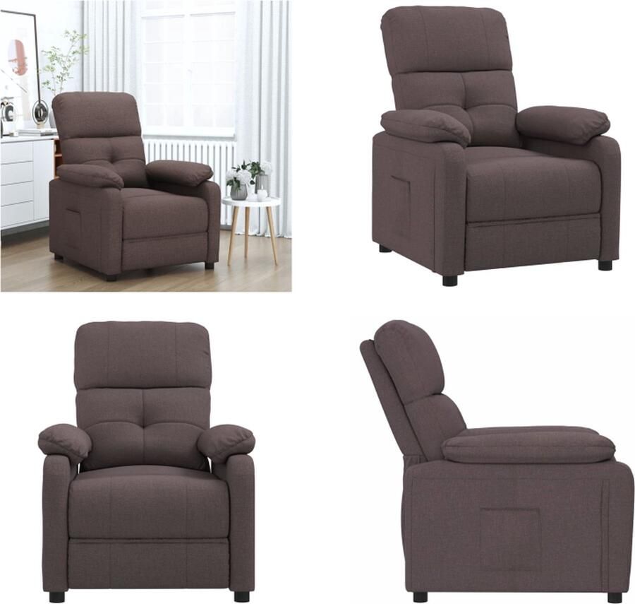 VidaXL Leunstoel stof donkerbruin Fauteuil Fauteuils Leunstoel Relaxfauteuil