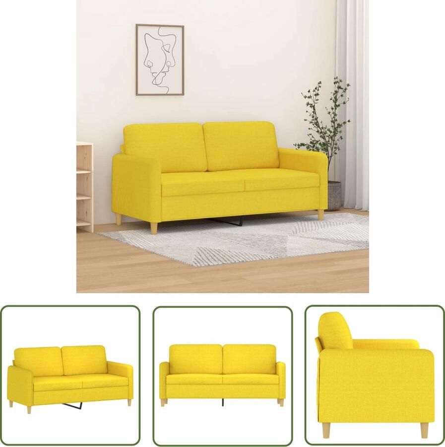 The Living Store Bank 2-zitsbank 158 x 77 x 80 cm Lichtgeel Duurzame stof Tweezitsbank Lichtgele Bank Banks Kopen Salon Meubilair Lounge Bank