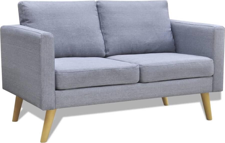 The Living Store Bankstel 2-zitsbank 116 cm lichtgrijs met hoogwaardige stof Bankstel Tweezitsbank Driezitsbank Grijs Sofa - Foto 5