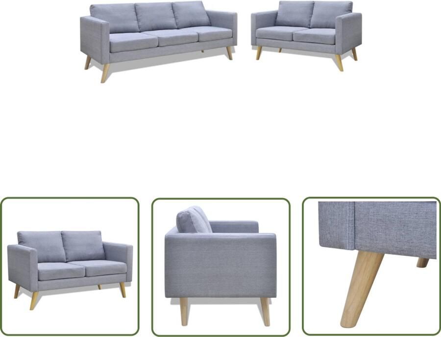 The Living Store Bankstel 2-zitsbank 116 cm lichtgrijs met hoogwaardige stof Bankstel Tweezitsbank Driezitsbank Grijs Sofa - Foto 4