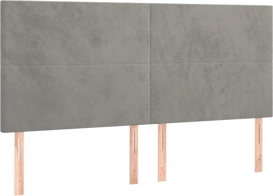 VidaXL Hoofdborden 4 st 90x5x78 88 cm fluweel lichtgrijs