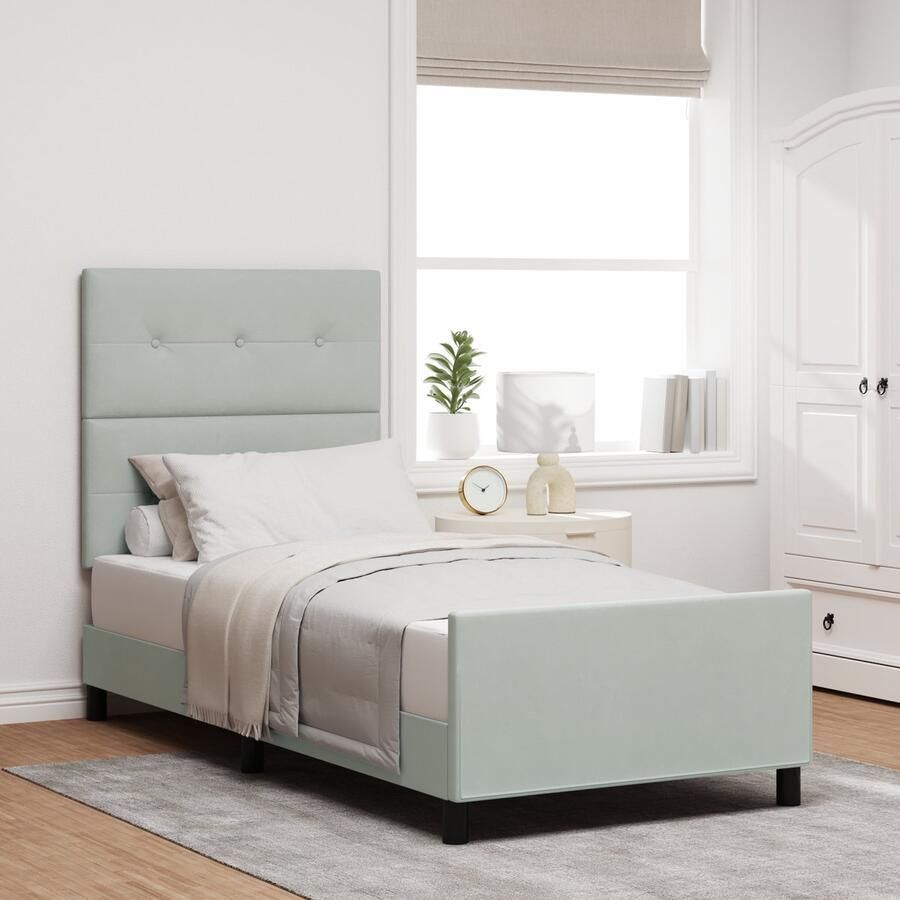 VidaXL Bedframe Lichtgrijs Fluweel 80 x 200 cm Eenvoudig Bedframe