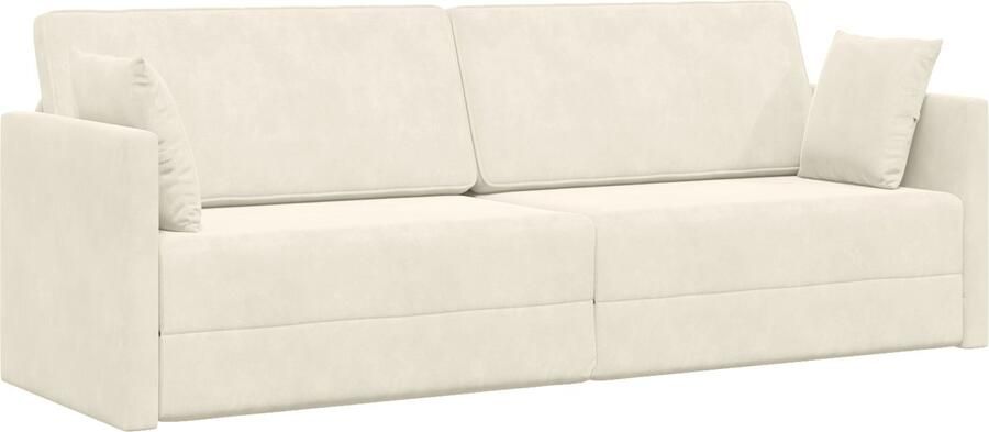VidaXL Vloer Sofa Bed 2-in-1 Crème 213x144x60 cm Velvet