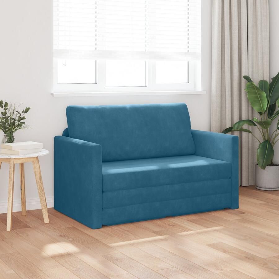 VidaXL Vloer Sofa Bed 2-in-1 Blauw 124x204x61 cm Velvet